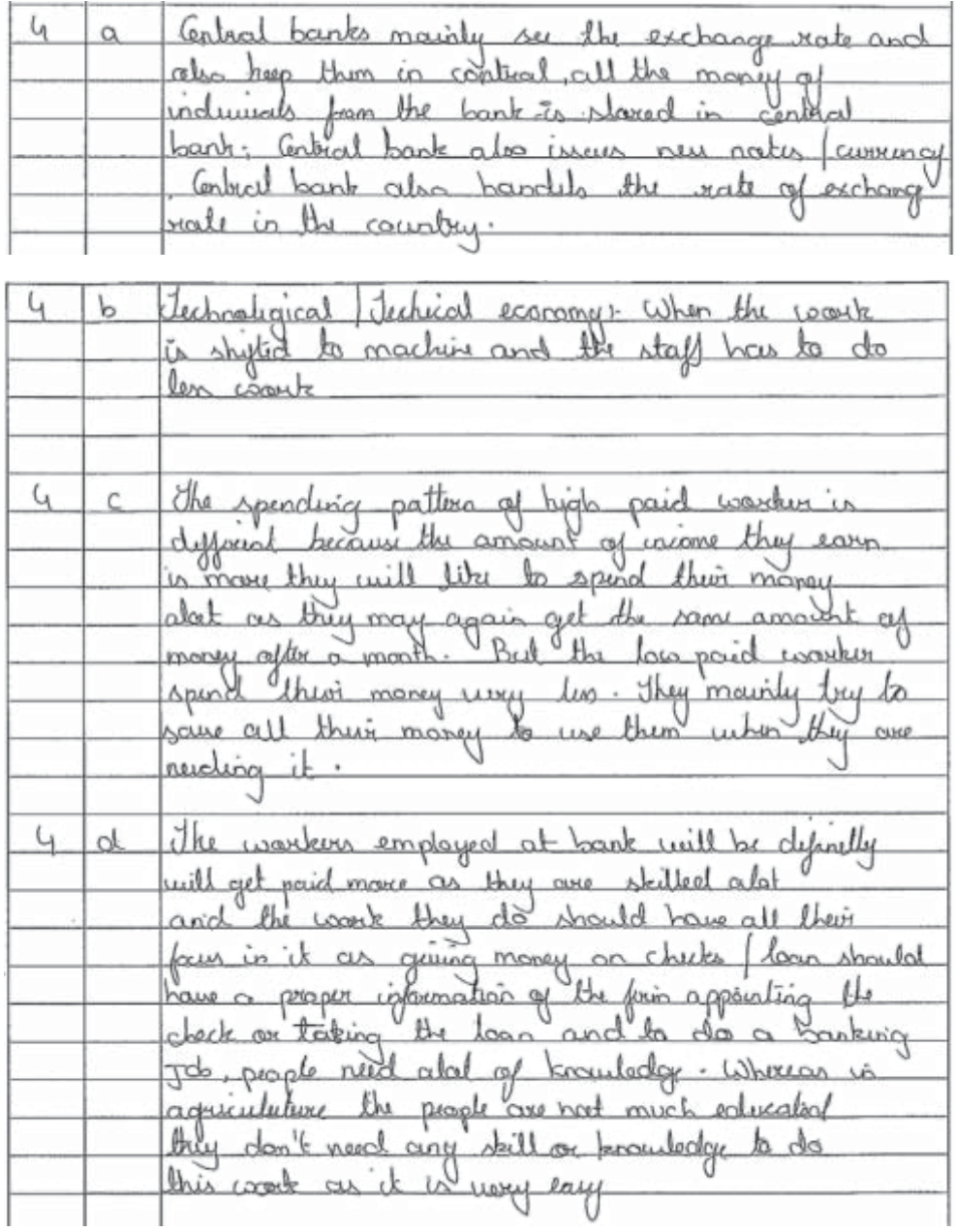 Example Candidate Responses (Standards Booklet)